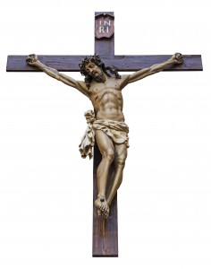 Crucifixion of Jesus Christ isolated on white background