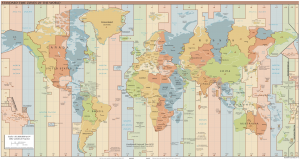 "World Time Zones Map"  by TimeZonesBoy - Own work.  Licensed under  CC BY-SA 3.0 via Wikimedia Commons 